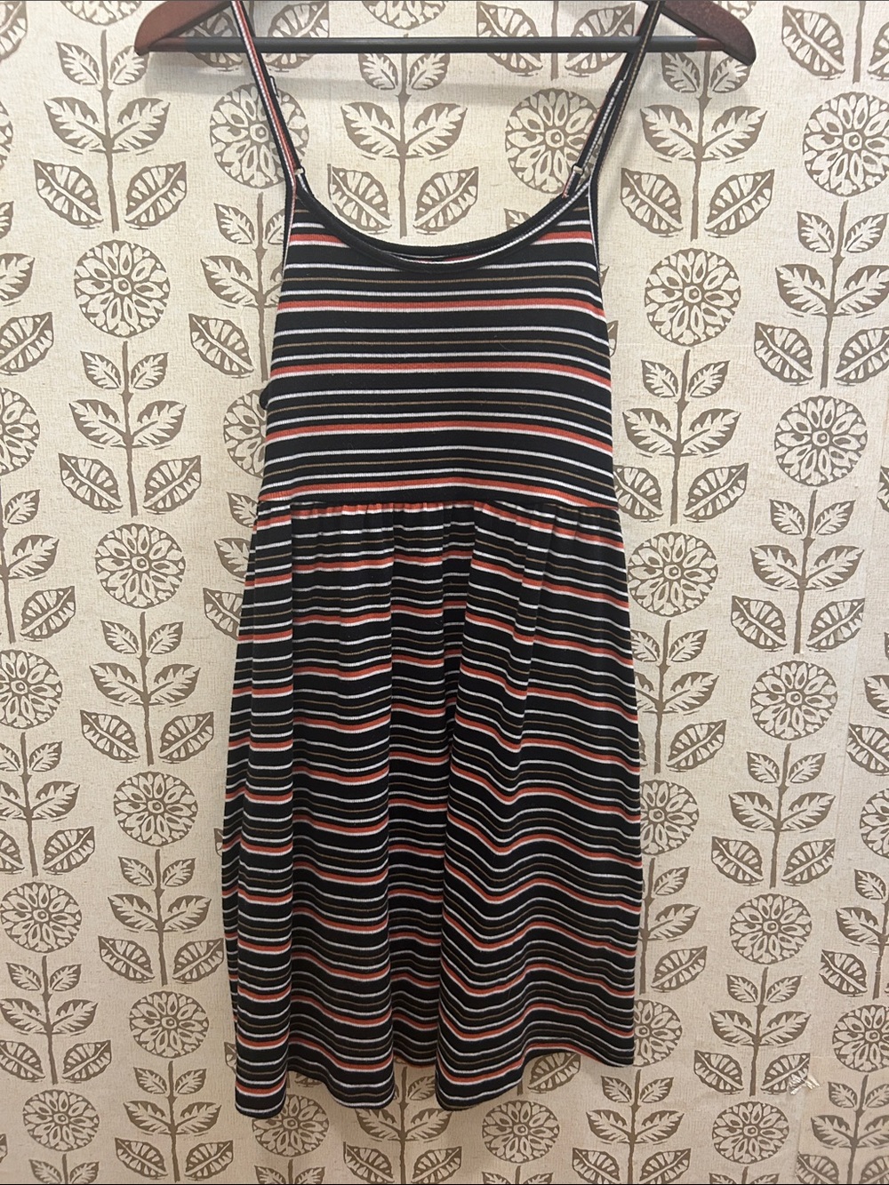 Wild Fable Black, White & Rust Striped Dress